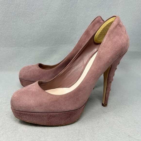 Miu Miu Suede Pumps Platform ultra High Heel intrecciato Cippria Mauve, Sz 36.5 - Picture 1 of 14